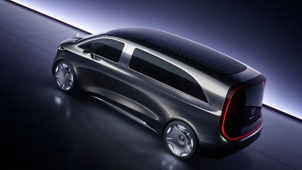 Mercedes luxury electric van with 65 inches screen, 42 speakers