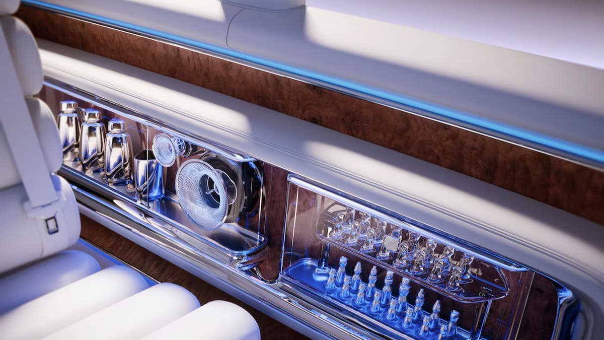 Mercedes luxury electric van with 65 inches screen, 42 speakers