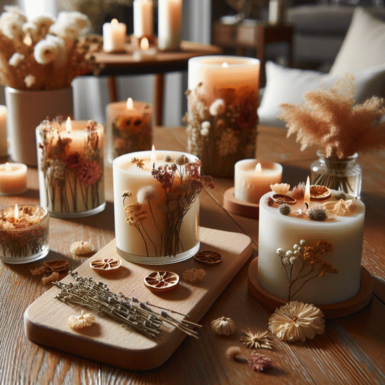 velas artesanais com flores secas: uma nova tendência de decoração